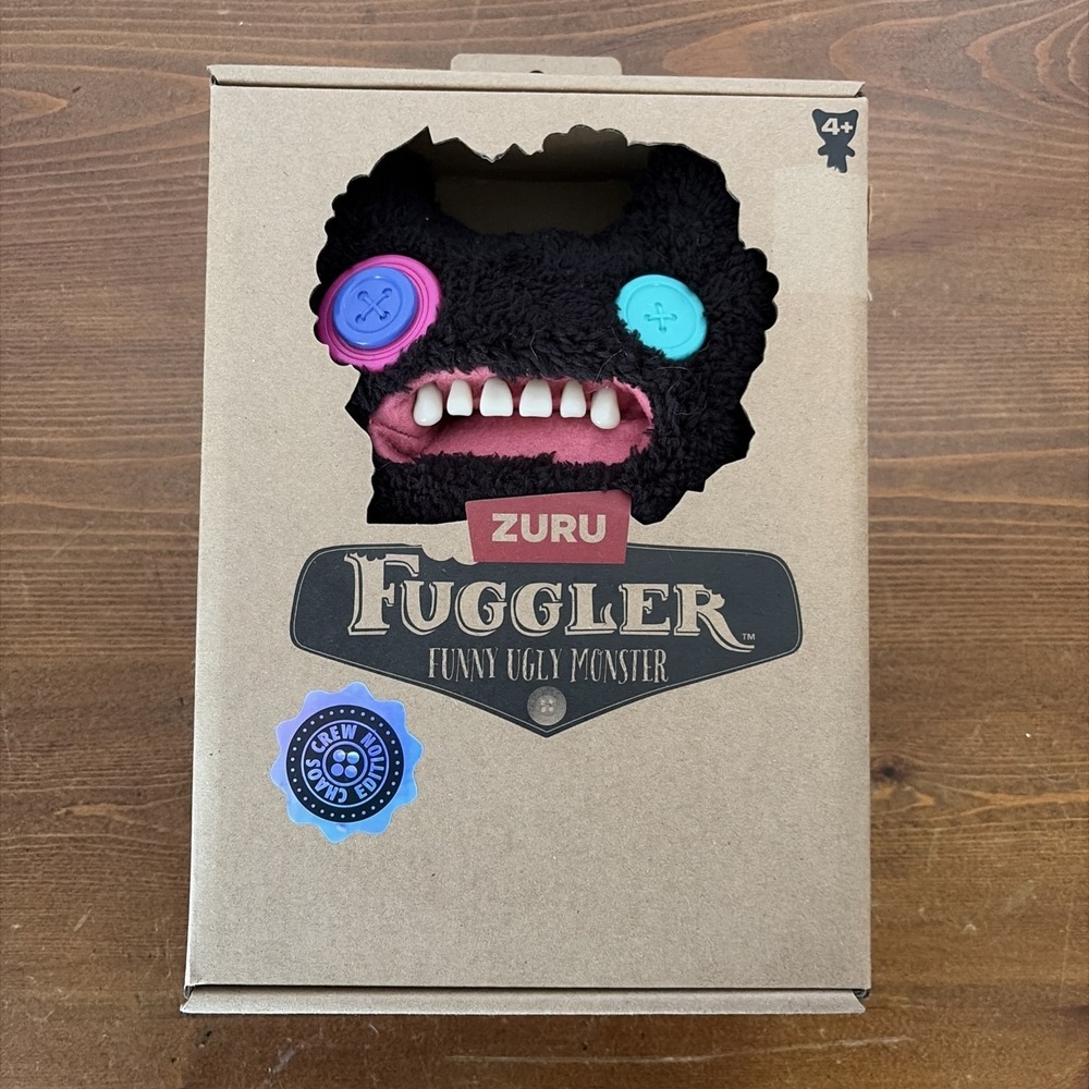 Zuru Fuggler Funny Ugly Monster Chaos Crew Plush Toy Button Eyes Black Pink Blue